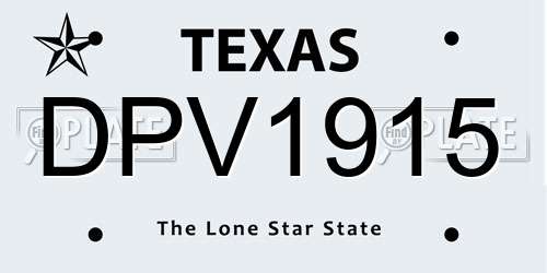 DPV1915 Texas License Plate