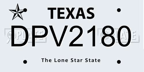 DPV2180 Texas License Plate