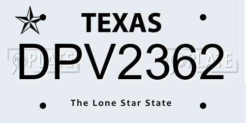DPV2362 Texas License Plate