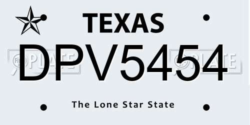 DPV5454 Texas License Plate