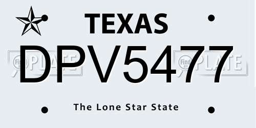 DPV5477 Texas License Plate