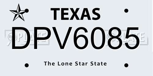DPV6085 Texas License Plate
