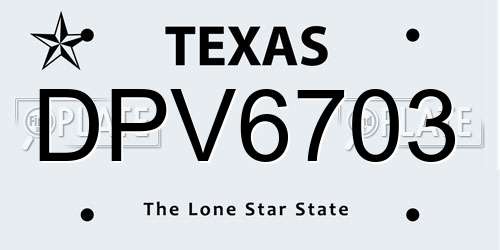 DPV6703 Texas License Plate