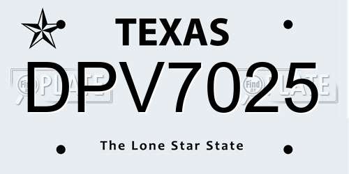 DPV7025 Texas License Plate