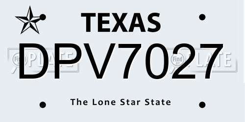 DPV7027 Texas License Plate