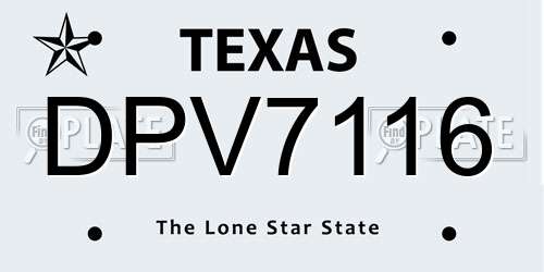 DPV7116 Texas License Plate