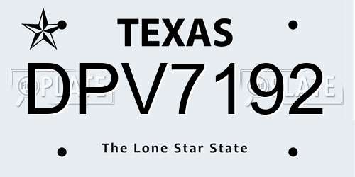 DPV7192 Texas License Plate
