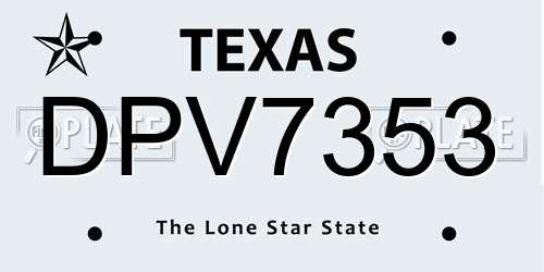 DPV7353 Texas License Plate