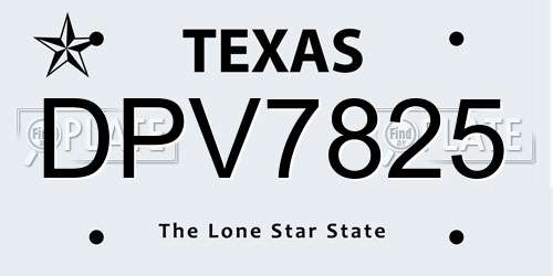 DPV7825 Texas License Plate