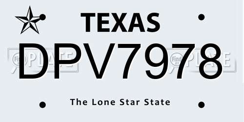DPV7978 Texas License Plate