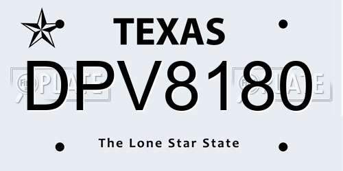 DPV8180 Texas License Plate
