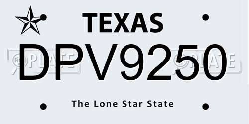DPV9250 Texas License Plate