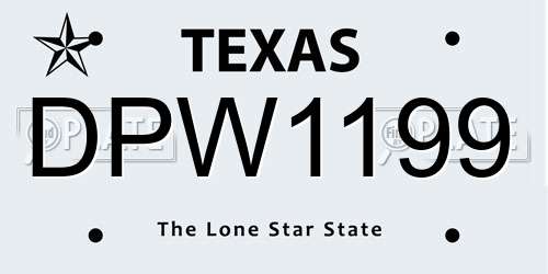 DPW1199 Texas License Plate
