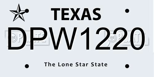 DPW1220 Texas License Plate