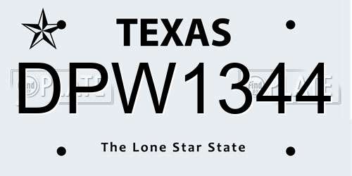 DPW1344 Texas License Plate
