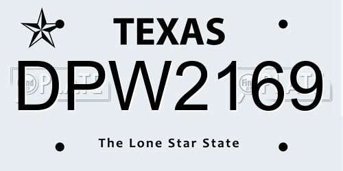 DPW2169 Texas License Plate