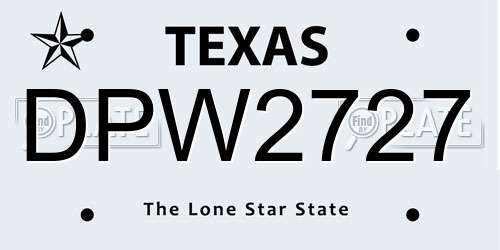 DPW2727 Texas License Plate