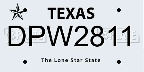 DPW2811 Texas License Plate