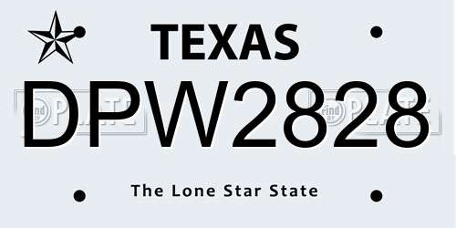 DPW2828 Texas License Plate