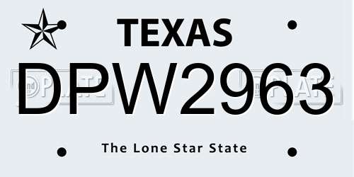 DPW2963 Texas License Plate
