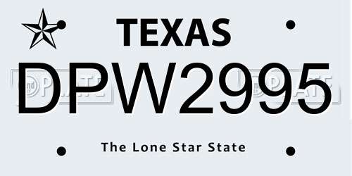 DPW2995 Texas License Plate