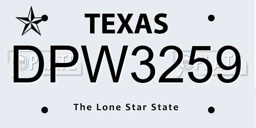 DPW3259 Texas License Plate