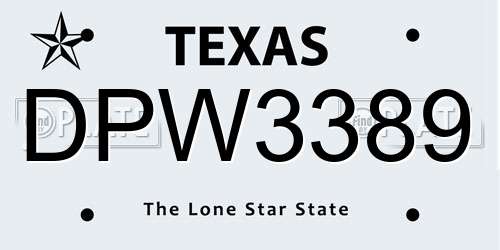 DPW3389 Texas License Plate