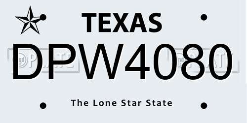 DPW4080 Texas License Plate