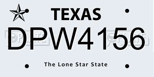 DPW4156 Texas License Plate