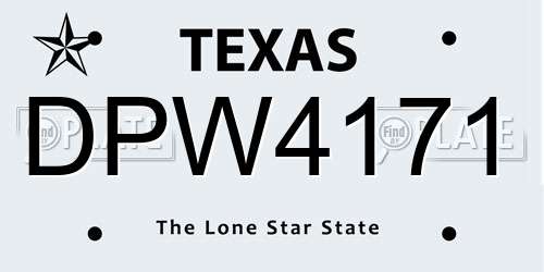 DPW4171 Texas License Plate