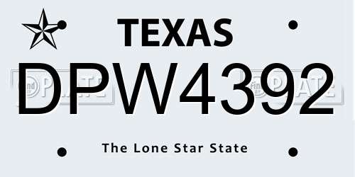 DPW4392 Texas License Plate