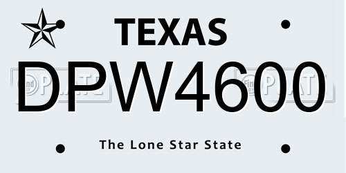 DPW4600 Texas License Plate