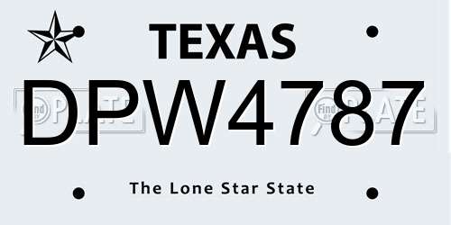 DPW4787 Texas License Plate