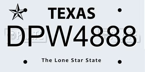 DPW4888 Texas License Plate