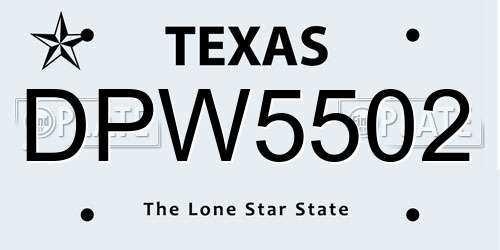 DPW5502 Texas License Plate