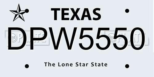 DPW5550 Texas License Plate