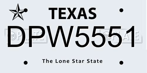 DPW5551 Texas License Plate