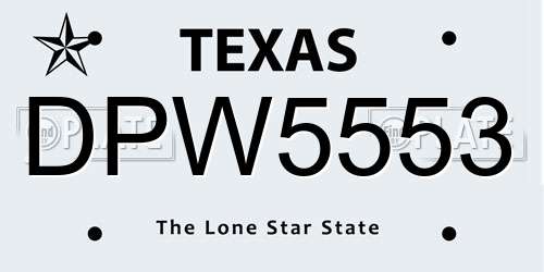 DPW5553 Texas License Plate