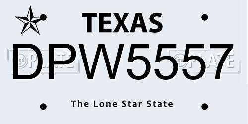 DPW5557 Texas License Plate