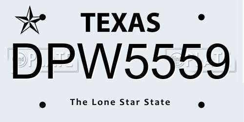 DPW5559 Texas License Plate