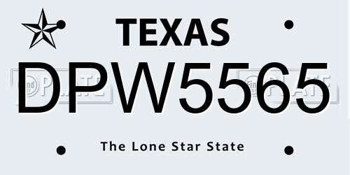 DPW5565 Texas License Plate