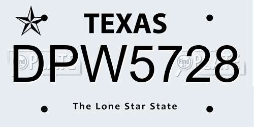 DPW5728 Texas License Plate