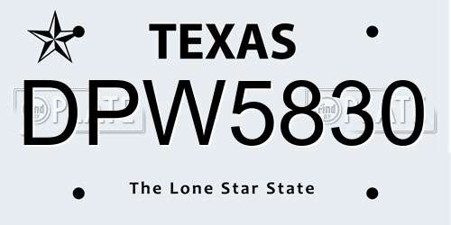 DPW5830 Texas License Plate