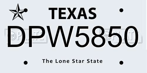 DPW5850 Texas License Plate