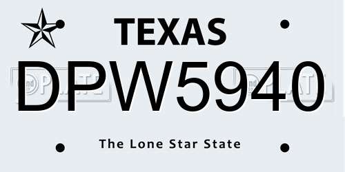 DPW5940 Texas License Plate