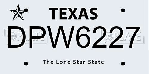 DPW6227 Texas License Plate