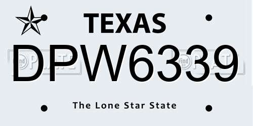 DPW6339 Texas License Plate