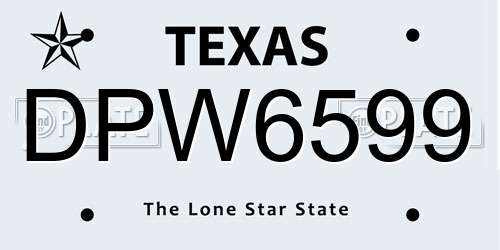 DPW6599 Texas License Plate