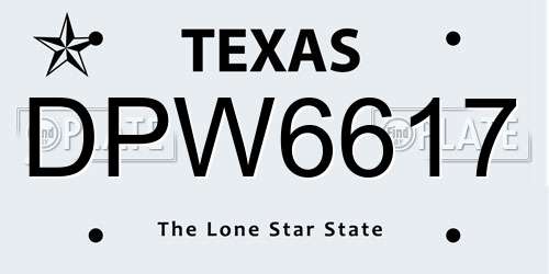 DPW6617 Texas License Plate