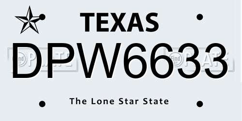 DPW6633 Texas License Plate
